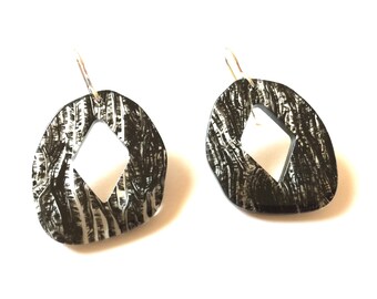 Hoop Resin Earrings Dangle Clear Black Statement Jewelry Geometric Unique Minimalist Modern Drop Earring Monochrome jewelry