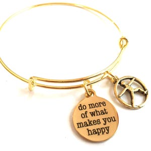 Haz más de lo que te hace feliz pulsera yoga ajustable brazalete oro joyería encanto Namaste Pose Cita inspiradora Mantra Joyería