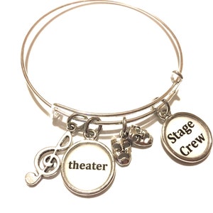 Musical Theater Charm Bangle Bracelet: Stage Crew Gift