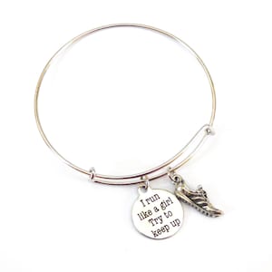 Run Like A Girl Charm Bangle: Adjustable Runner Bracelet