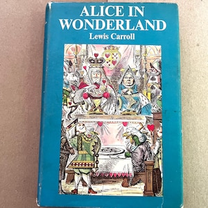 Alice in Wonderland Book Vintage Children&#39;s Story 1950s Hard Cover Lewis Carroll Picture Book John Tenniel