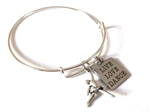 Tap Shoes Charm Bracelet Dancer Adjustable Bangle Silver Word Dance Your Heart Out Leaping Ballet Inspirational Expandable Jewelry OOAK Art