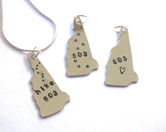 Hand Stamped New Hampshire Necklace or Keychain: Custom NH Gift