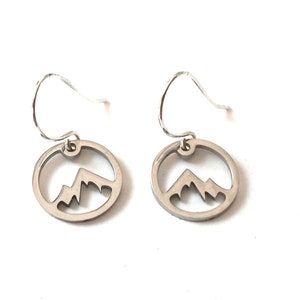 Small Mountain Earrings: Stainless Steel Adventure Jewelry