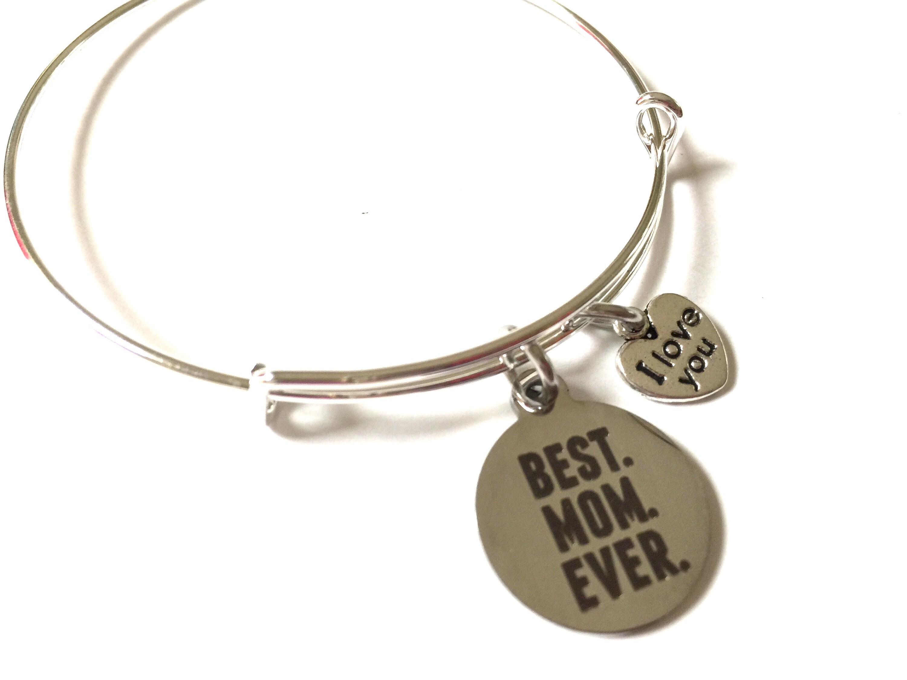 Best Mom Ever Bracelet Mother Adjustable Bangle Jewelry Silver Etsy