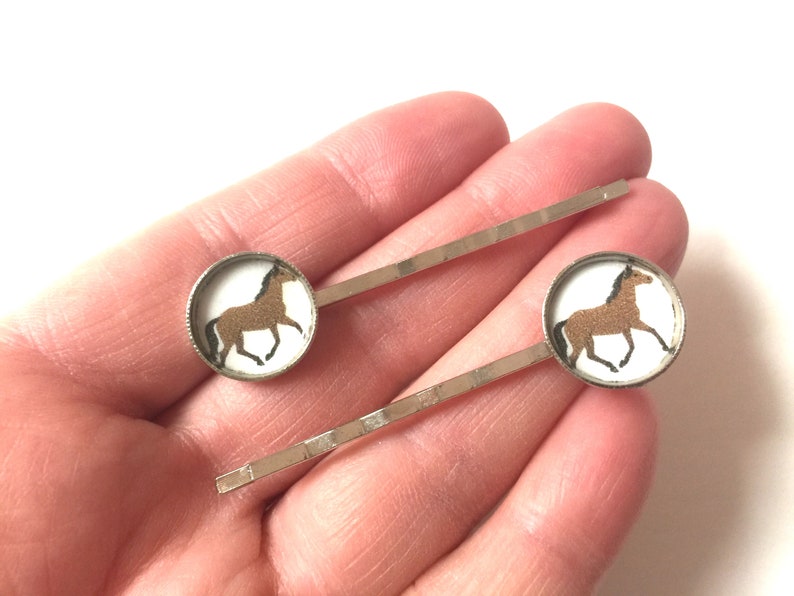 Horse Bobby Pins OOAK Pony Hair Clips Barrette Brown Equestrian Mare Animal Metal Accessory Upcycled Recycled Repurposed Art Paper Materials