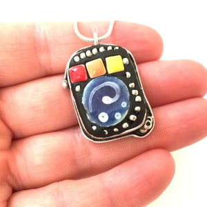 Mosaic Tile Pendant Necklace: Colorful Ceramic Statement Jewelry