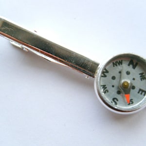 Kompas Tie Clip Bar Heren Geekery Glazen Kaart Avontuur Reizen Assessory Noord Zuidoost West Oriëntatielopen Aangepast Foto Logo