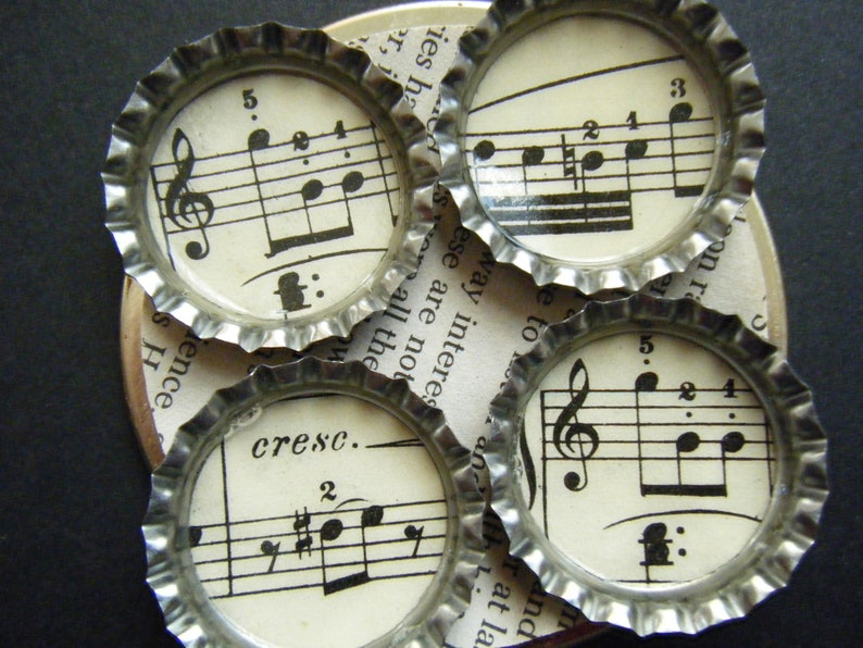 Music Bottlecap Vintage Song Musical Bottle Cap Etsy