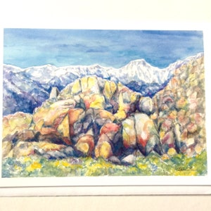 California Biglietti d'auguri Acquacolore Pittura Opere d'Arte Mt. Whitney Mountains Sierra Nevada Articoli di cancelleria fatti a mano OOAK Blank Inspiration Card