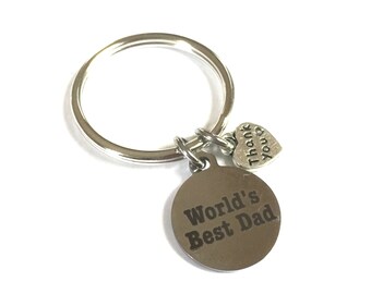 World's Best Dad Keychain from kids Father Split Ring Men's Metal Gift for Him Thank You Father Father's Day Birthday New Dad present