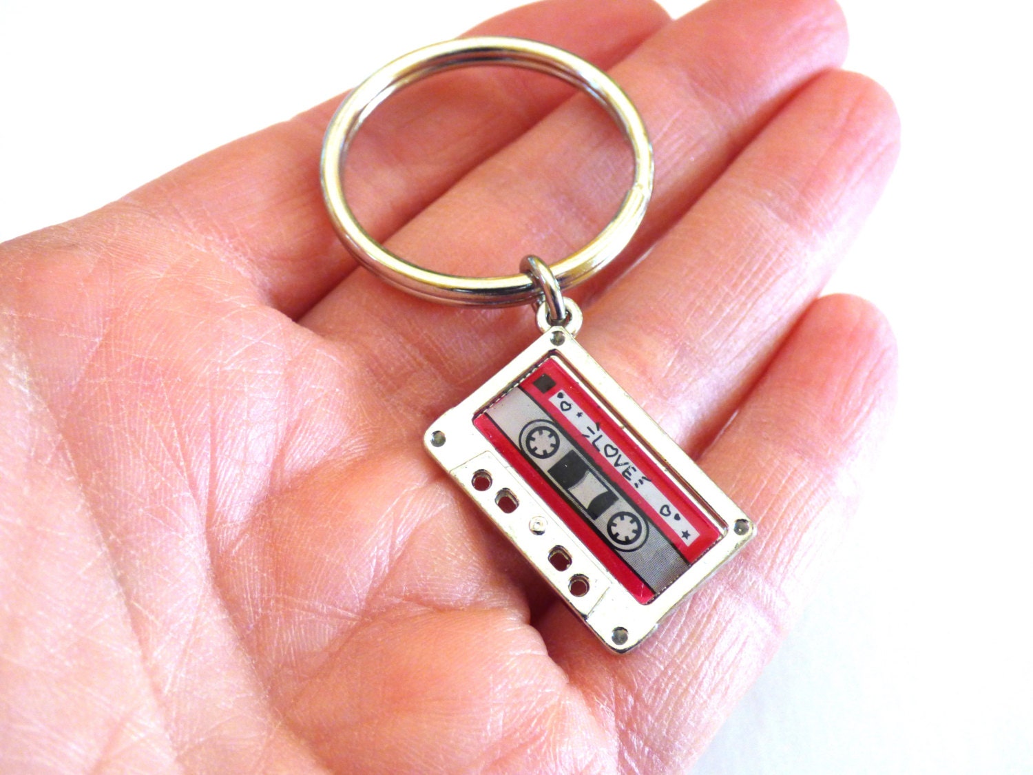 Mixtape Key Chain 80's Fab Split Ring Retro Cassette Music Mixtape Key Chain 80's Fab Split Ring Retro Cassette Music