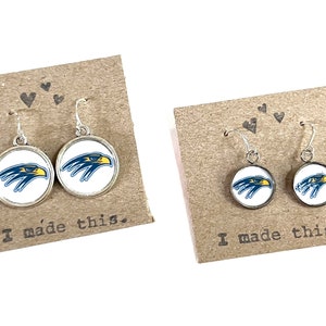Custom Logo Earrings Dangle Drop Earring Recycled Material Upcycled Paper Silver School Spirit Mascot Jewelry image 3