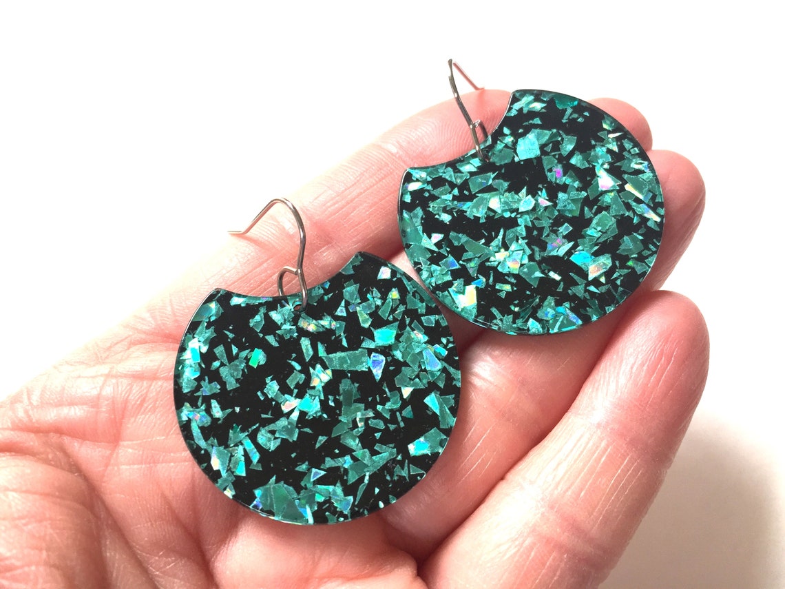 Terra Resin and Sparkle Earring in Sage main image 1