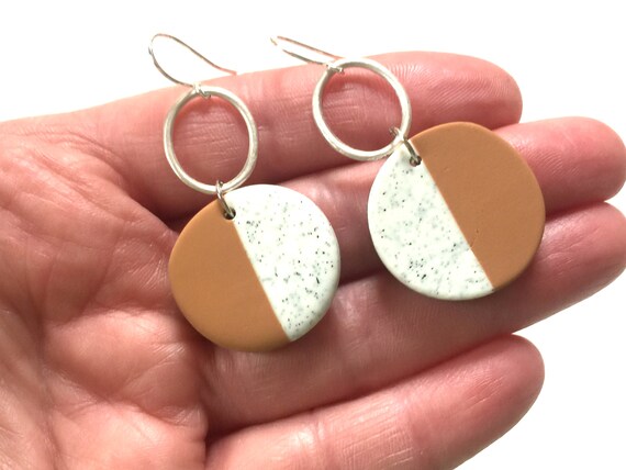 Circle block earrings best sale