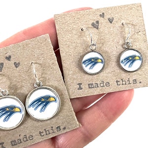 Custom Logo Earrings Dangle Drop Earring Recycled Material Upcycled Paper Silver School Spirit Mascot Jewelry image 2