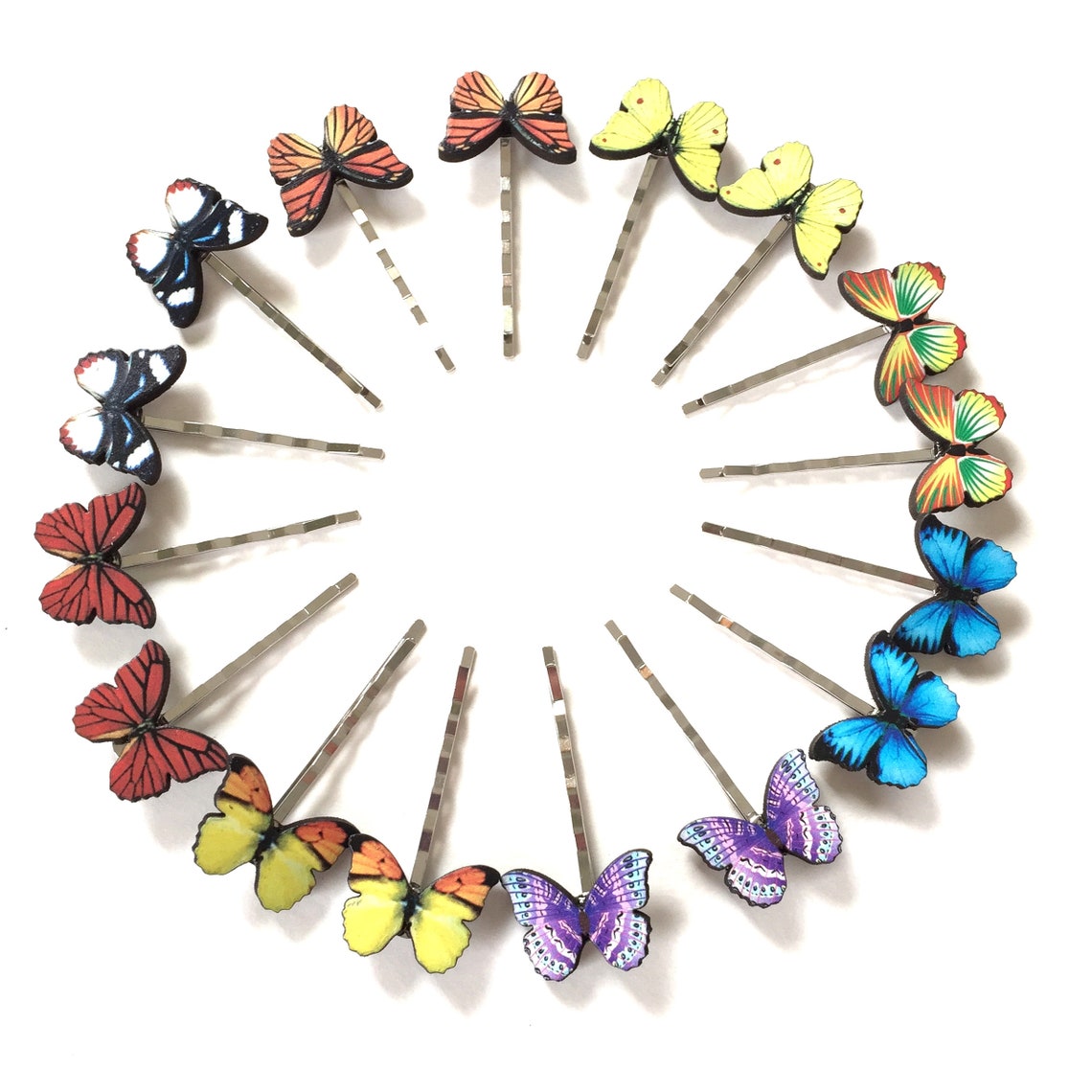 Blue Butterfly Hair Pin Bobby Barrette Metal Purple Black Etsy