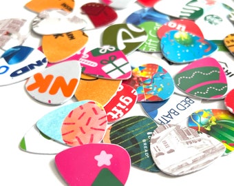 Recycled Guitar Picks Colorful Upcycled Plastic Funky Eco Friendly Geekery Music Musician Repurposed Gift Cards Electric Guitar Pick Pack