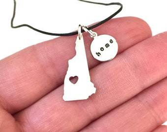 New Hampshire Necklace: Hand Stamped NH Home Charm