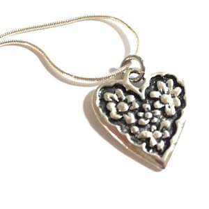 Colar de coração de prata pingente flor charme amor aniversário corrente de casamento romântico antigo coração mãe amigo presente jóias de metal