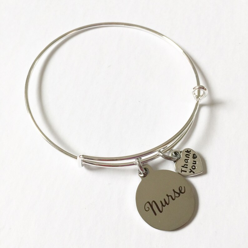 Nurse Bracelet Bangle Adjustable LN Thank You Silver Charm Today Future Word Recycled Paper Repurposed Book Upcycled Materials Jewelry OOAK