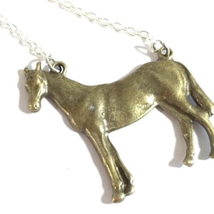 Vintage Silberpferd Anhänger Halskette: Reiter Statement Schmuck