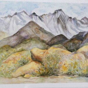 Mt. Whitney Grußkarten Aquarell Malerei Kunstwerk California Mountains Sierra Nevada Handmade Briefpapier OOAK Blank Inspiration Karte