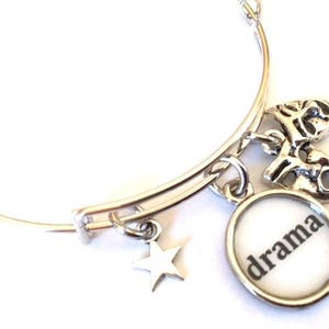 Comedy Tragedy Drama Masks Charm Bangle: Theater Actress Gift