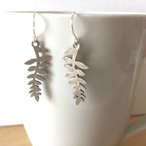 Handmade Silver Fern Dangle Earrings: Nature Inspired Boho Jewelry
