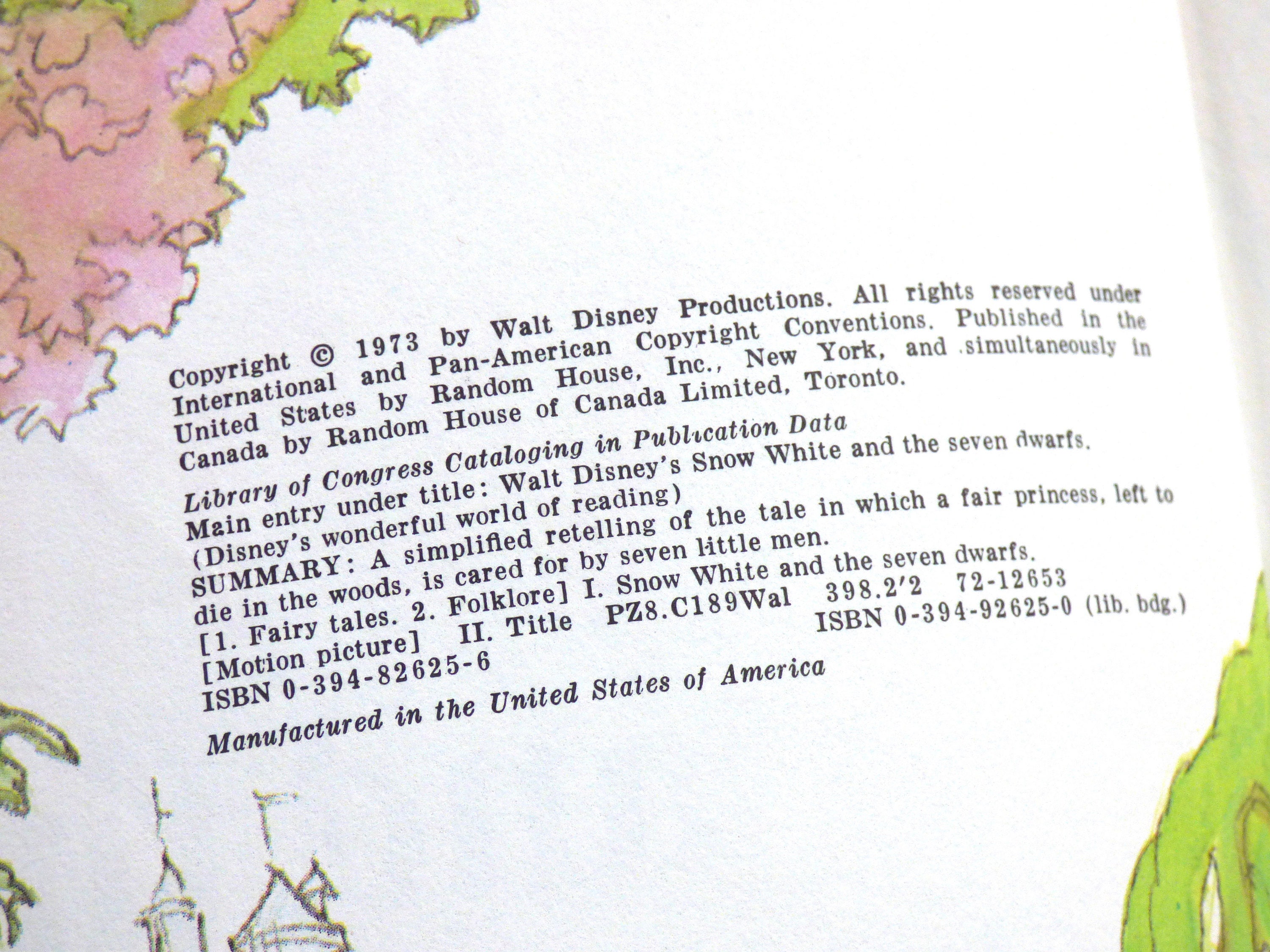 1973年ヴィンテージのディズニーの白雪姫の子供向け絵本 - Etsy 日本