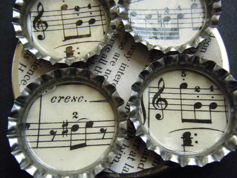 Music Bottlecap Vintage Song Musical Bottle Cap Etsy