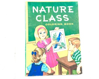 Nature Class Vintage Coloring Book Children's 1965 Outdoor Natural Scenes Science Antique Animal Coloring Book