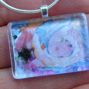 Child's Art Necklace YOUR CUSTOM Order OOAK Glass Tile Photo Pendant Personalized Memory Keepsake Children's Artwork Painting Image Jewelry image 3