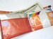 Recycled Material Wallet OOAK Geekery Upcycled Coffee Bag Bi-Fold Orange Money Card Holder Decaf Joe Bean Dunkin Donuts Sew Unique Bills 