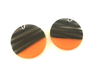 Circle Resin Earrings Dangle Black Yellow Statement Jewelry Modern Block Color Earrings Unique Minimalist Circle Earring Colorful jewelry