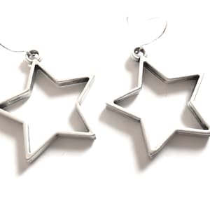 Silver Star Dangle Earrings: Tibetan Style Charm, Handmade Jewelry