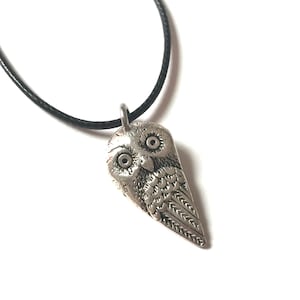 Silver Owl Necklace Charm Pendant OOAK Bird Nature Barn Owl Forest Wise Owl Small Pendant Jewelry