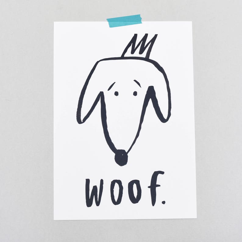 ON SALE Dog 'woof' black and white print perfect for a nursery or child's bedroom, dog lover Print A5,A4 image 3