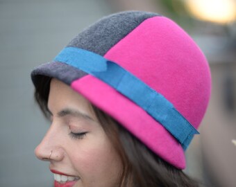 Colorblocked Cloche hat