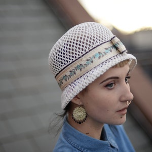 White Straw Cloche Hat