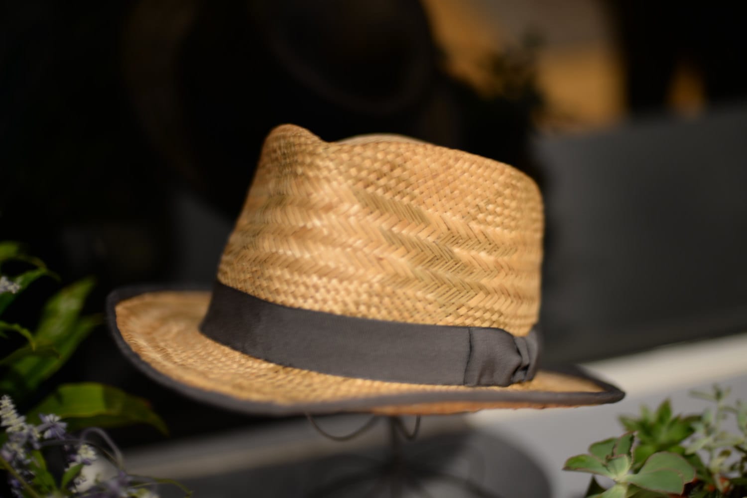 Natural Straw Plaid Fedora Plaid Straw Fedora - Etsy main image 3