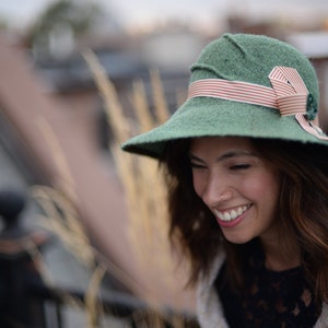 Green Hat with Brown Accents image 1