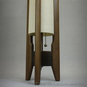 MCM Table Lamp - Mid-Century Modern Style - Walnut Wood - Linen Shade - Antique Brass Hardware - by Retro Grain