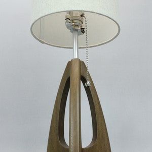 Tripod Table Lamp Mid-Century Style Walnut Wood Burlap Color Shade by Retro Grain image 4