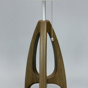 Tripod Table Lamp Mid-Century Style Walnut Wood Burlap Color Shade by Retro Grain image 7