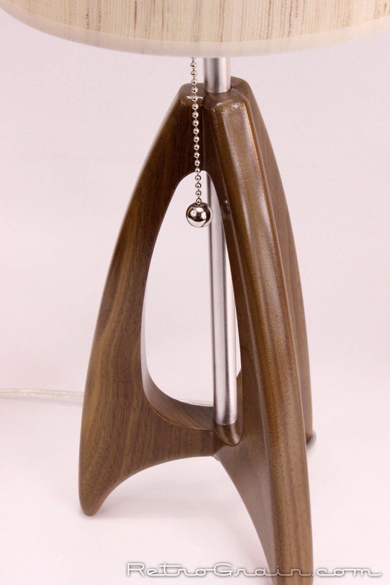 Tripod Table Lamp Midcentury Style Danish Modern Walnut Etsy