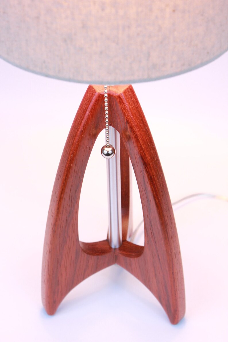 Tripod Table Lamp Midcentury Style Red Padauk Wood Etsy