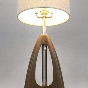 Tripod Table Lamp Mid-Century Style Walnut Wood Burlap Color Shade by Retro Grain image 9