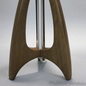 Tripod Table Lamp Mid-Century Style Walnut Wood Burlap Color Shade by Retro Grain image 3
