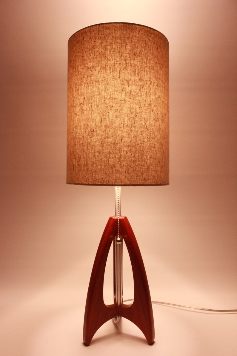 Tripod Table Lamp Mid-century Style Red Padauk Wood - Etsy